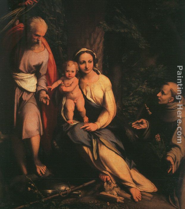 The Rest on the Flight to Egypt with Saint Francis painting - Correggio The Rest on the Flight to Egypt with Saint Francis art painting